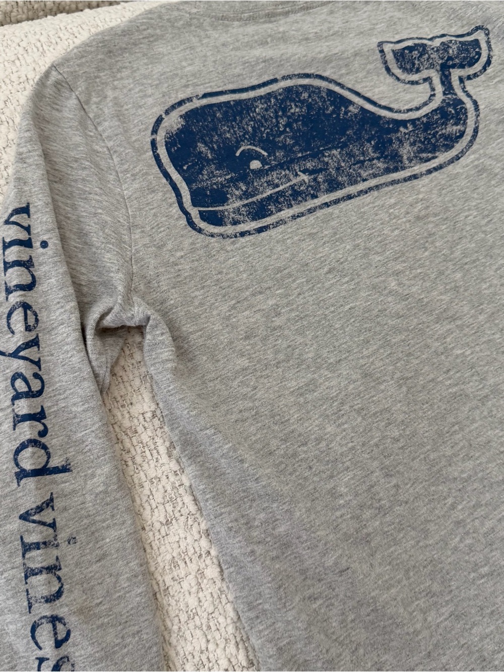 Vineyard Vines long sleeve shirt boys gray whale logo S preppy classic